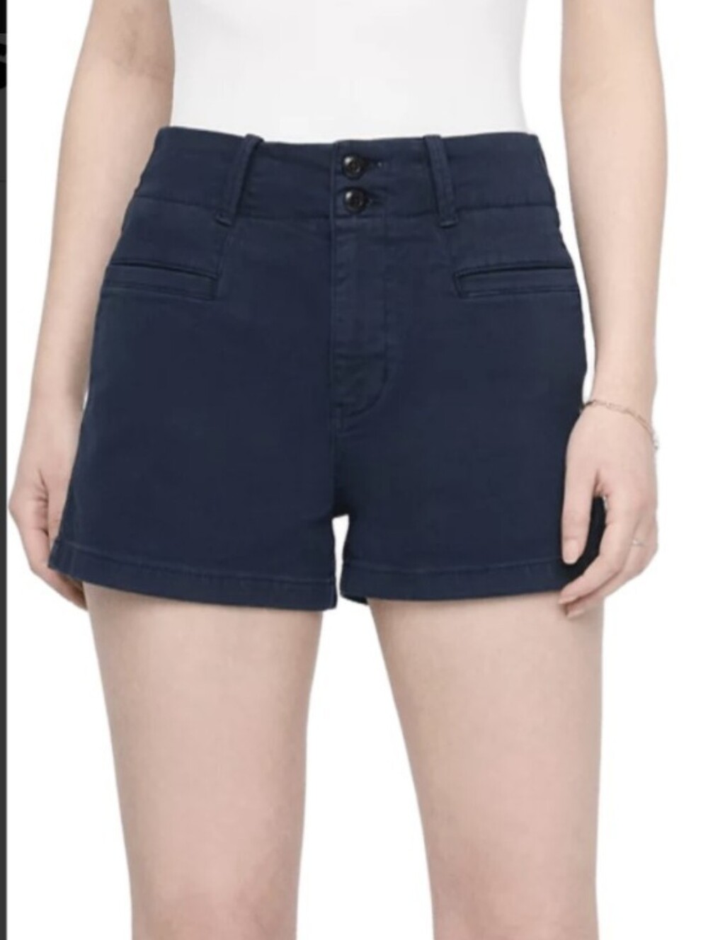 NWT Du/er LuxTwill High Rise Shorts 28 Night Navy Blue